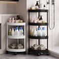 thumbnail image 2 of Triangular Corner Storage Rack with Wheels, Bathroom and Kitchen Organizer, Multi-Layer Rolling Storage Shelf for Small Spaces, Metal Corner Cabinet L, 2 of 3