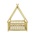 thumbnail image 5 of Miniyam Twin Size Floor Bed for Kids with Tent House Frame, Montessori Low Bed with Guardrails, Natural, 5 of 7