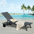 thumbnail image 4 of Topbuy 2-Piece Outdoor Aluminum Chaise Lounge Recliner Chair with Adjustable Backrest Grey, 4 of 8