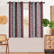 Curtainking Boho Curtains Light Filtering Privacy Drapes for Living Room 50x63 inch Short Curtains Colorful Stripes Printed Curtains 2 Panels