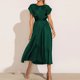 thumbnail image 1 of Faldas largas Vestido de cóctel para mujer Vestido a media pierna con cordones en la cintura Elegante para mujer (Verde oscuro X Ygjytge Verde oscuro T XL para Mujer, 1 of 6