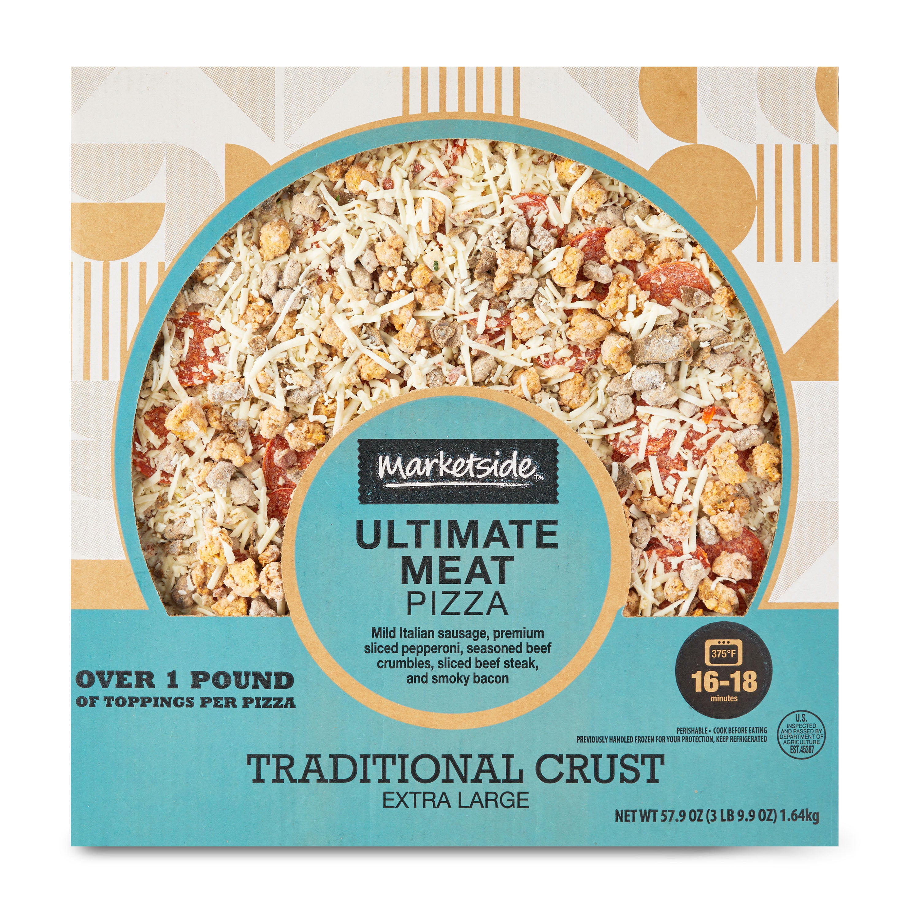 Marketside Ultimate Meat Pizza, Traditional Crust, Extra Large, 57.9 oz (Fresh)