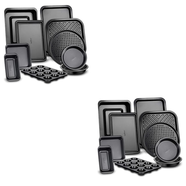 NutriChef Deluxe Nonstick Carbon Steel 10 Piece Kitchen Bakeware Set (2 Pack)