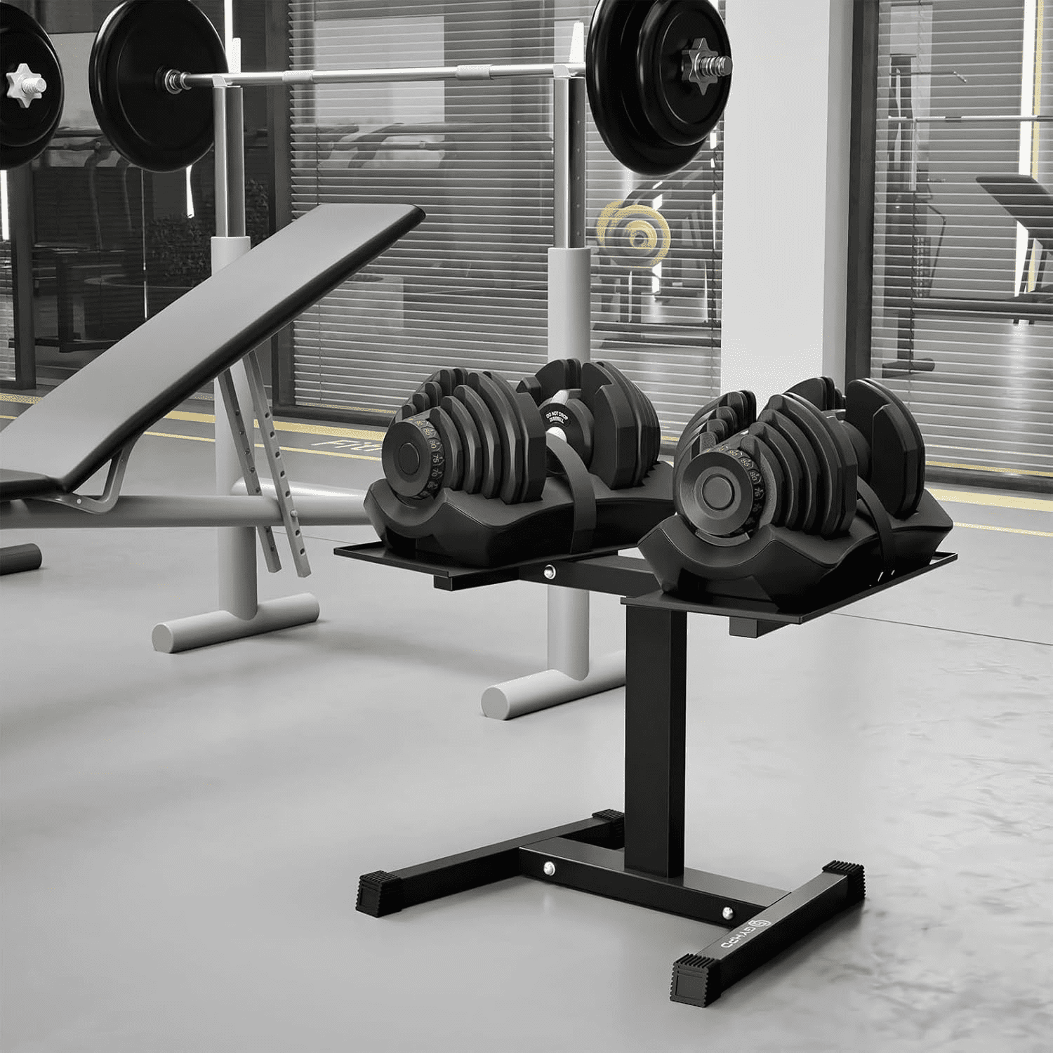 2026 NEW Adjustable Dumbbell Stand, 200 lb Capacity, Dumbbell Rack with Adjustable Belt, Heavy Duty Column Dumbbell Stand, Easy Storage & Safety for Home Gym, Dumbbell Rack Stand Only