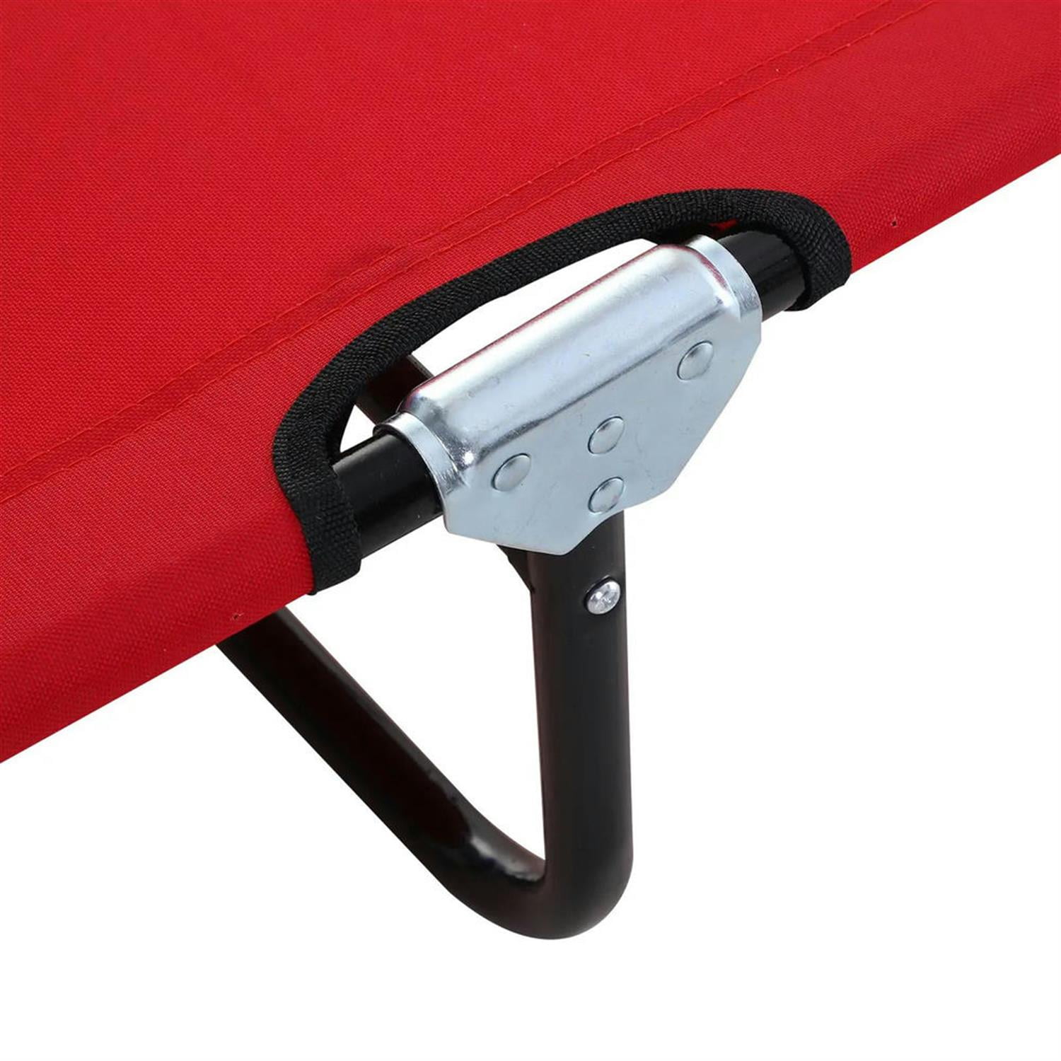 Demi Bonn Folding Chaise Lounge Beach Chairs with Steel Frame, 5-Position Reclining Outdoor Sun Tanning Seats for Yard & Patio, Red