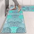 thumbnail image 2 of Kitchen Rugs Sets Of 2,Turquoise Floral and Petal Pattern Anti Fatigue Kitchen Mat Rugs Non Slip Washable,Decorative Kitchen Floor Mats for Kitchen,Sink,Laundry,17"X47", 2 of 5