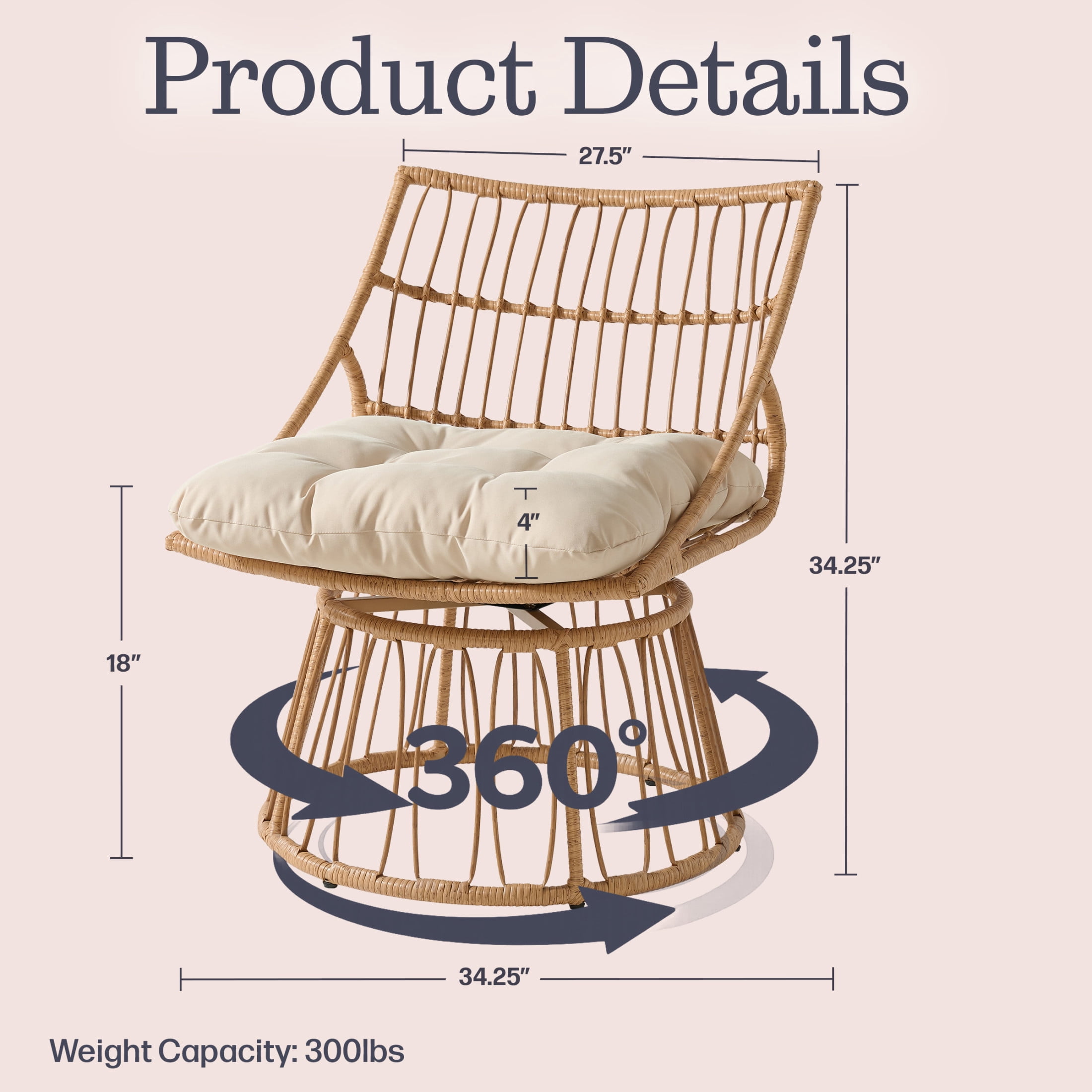 Alaterre Furniture Servana Outdoor Wicker Chair - Weather-Resistant Outdoor Chair (Tan)