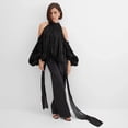 thumbnail image 4 of Womens Off Shoulder Halter Neck Long Sleeve Blouse Versatile and Elegant Commute Top, 4 of 8
