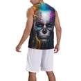 thumbnail image 2 of Pofeuu Modern Abstract Colorful Skull Print Basketball Jersey, Shirts for Men Youth Basketball Jersey Crew Neck-Large, 2 of 6