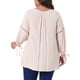 thumbnail image 3 of Blusa campesina de mujer de talla grande Agnes Orinda para el Día de San Valentín, con mangas 3/4, cuello con lazo y diseño calado, primavera y otoño, 2X color beige, 3 of 5