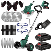 2025 Compact Portable Cordless Electric Lawn Mower/Weeder with 2 High Capacity Lithium Batteries and 3 Types of Blades, Multiple Gifts, Multi-Functional Weeder for Yard and Garden (dark green)