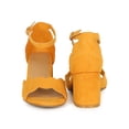 thumbnail image 4 of Women Faux Suede Scallop Edge Open Toe Low Chunky Heel Sandal 18883, 4 of 6