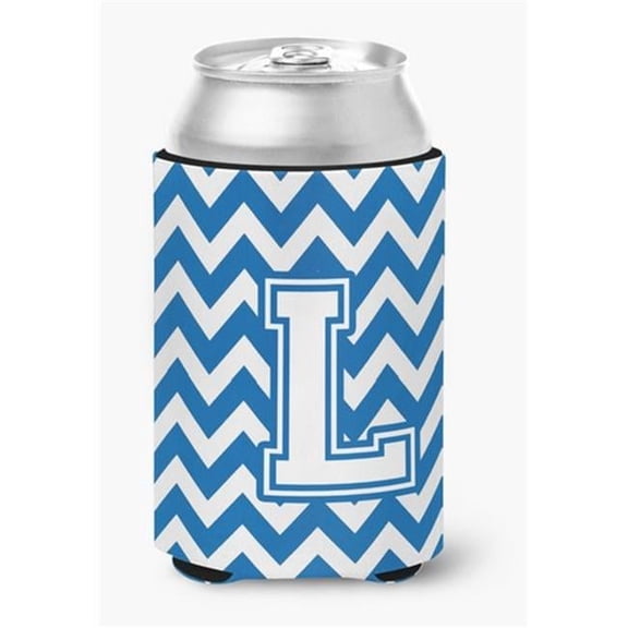 Letter L Chevron Blue & White Can or Bottle Hugger, 0.25 x 4 x 5.5 in.