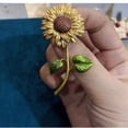 thumbnail image 3 of Ksopiavobs 4Pcs Sunflower Brooch Pins Daisy Flower Enamel Crystal Lapel Pins for Shirt Hat Jewelry Gift Home Decorations, 3 of 7