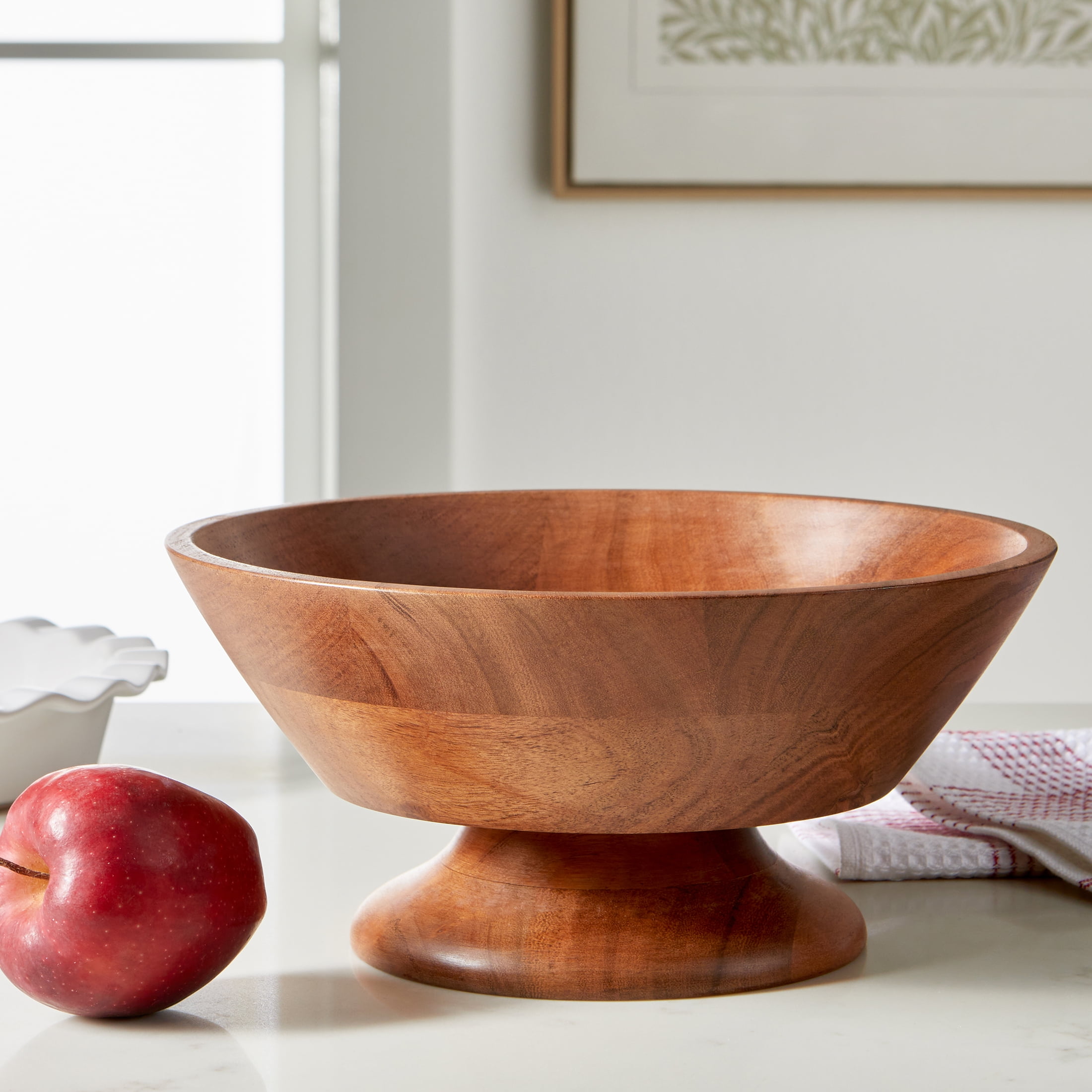 Better Homes & Gardens Natural Acacia Wood Footed Bowl