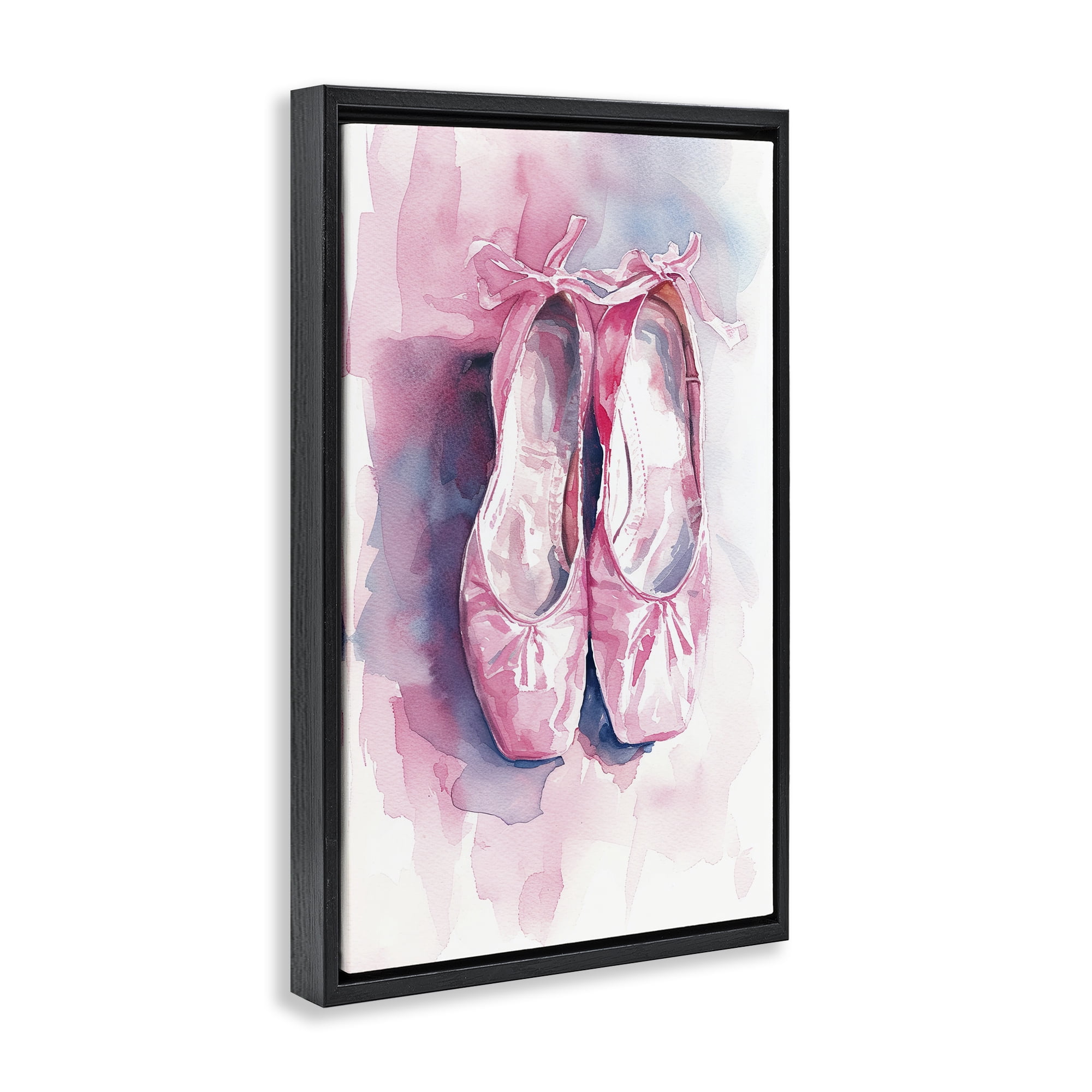 Stupell Industries Blush Ballet Slippers Black Framed Floater Canvas Wall Art, design by Ray Powers