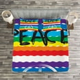thumbnail image 3 of Ambesonne Retro Quilted Bedspread Set 3 Pcs, Stripes Peace Lettering, King Size, Multicolor, 3 of 3