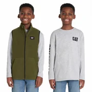 Caterpillar Boys Fleece Vest & Long Sleeve T-Shirt Large 14/16