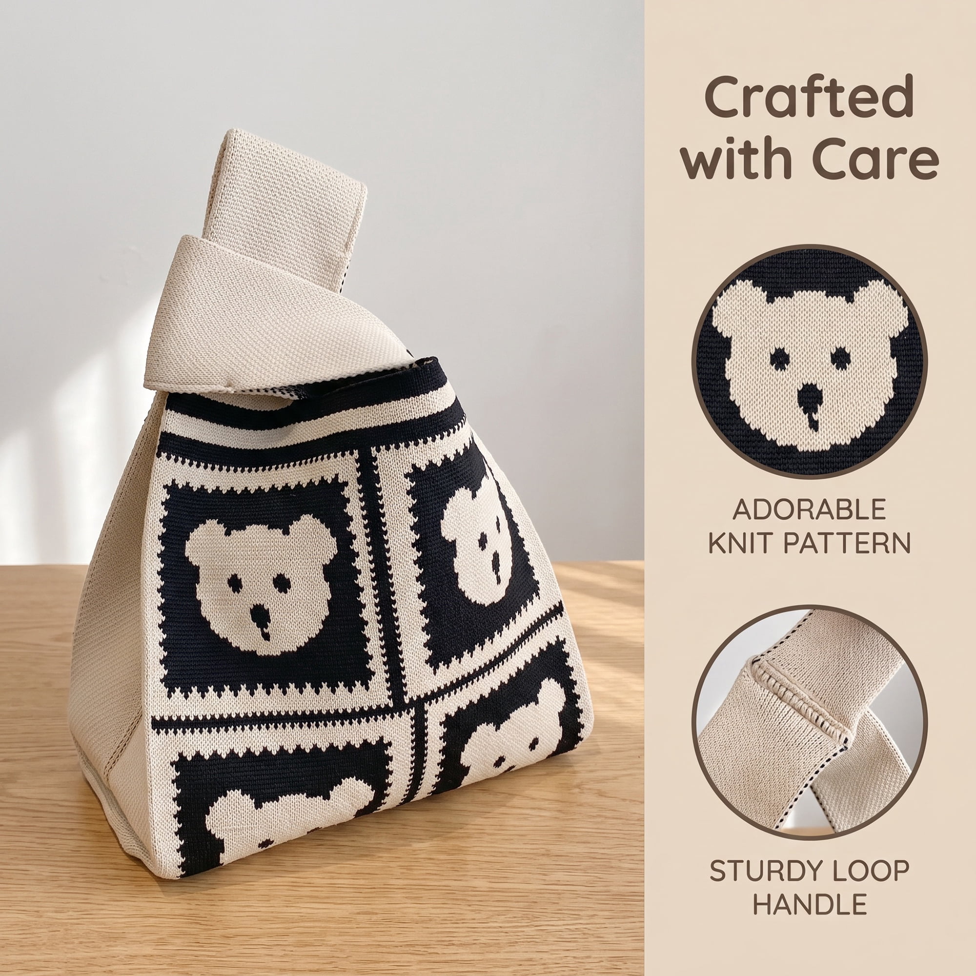 Unique Bargains Cute Cartoon Gift Reusable Tote Bags with Handles  7.5" x 13.4" Bear
