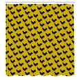 thumbnail image 3 of Ambesonne Rooster Shower Curtain, Silhouettes on Polka Dots, 69"Wx84"L, Yellow Charcoal Grey, 3 of 5