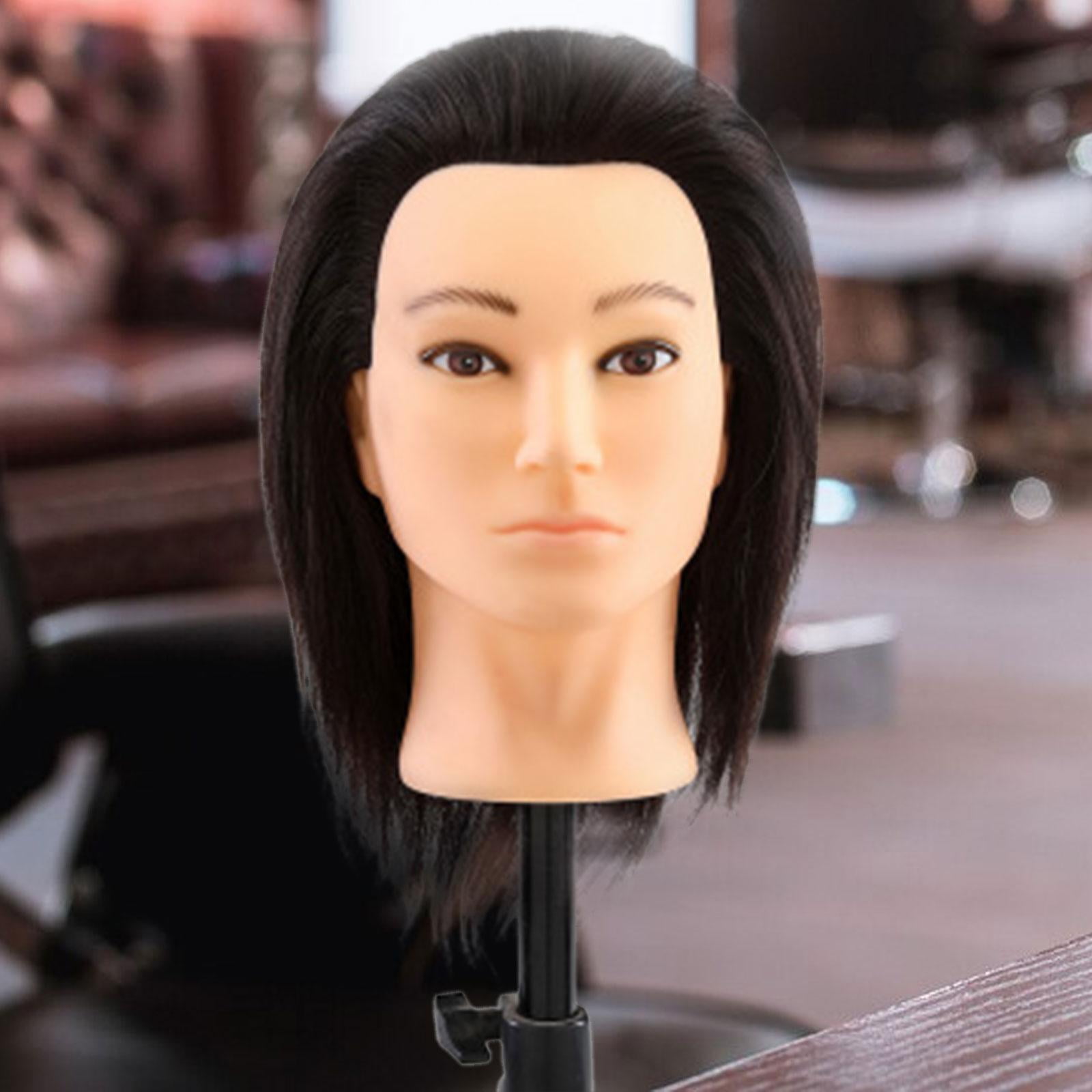 Bothyi Hair Mannequin Head Portable Doll Head for Braiding Hairdresser Hair Styling C Type Black