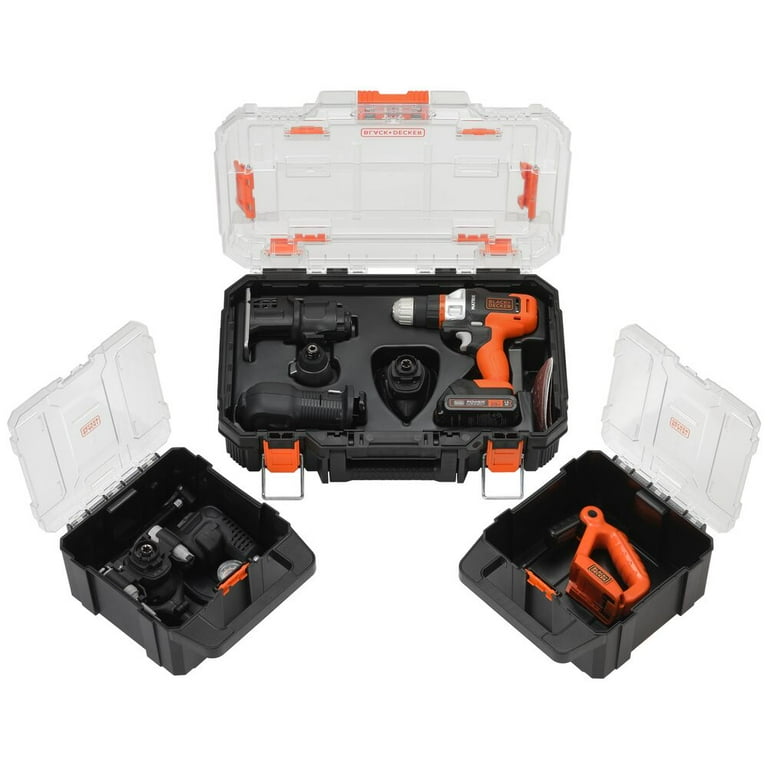 BLACK+DECKER MATRIX 20V MAX* Power Tool Kit, Includes Cordless Drill, 8  Attachments and Storage Case (BDCDMT1208KITC1)