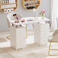 thumbnail image 2 of Gymax Manicure Table Nail Desk w/ Electric Dust Collector 3 Dust Bags Wrist Rest White, 2 of 10