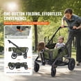 thumbnail image 2 of KFFKFF Off-Road Wagon-Stroller Hybrid, Dual-Seating, Easily Foldable for Travel, Comes with Shade Cover, Storage for Essentials, Beverage & Snack Tray, 55lbs Capacity per Seat, in Olive Green, 2 of 9