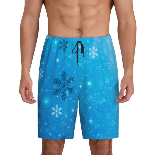Fotbe Winter With Snowflakes Pantalones Cortos de Pijama para Hombre, Ropa de Dormir, Pantalones de Pijama Cortos para Hombre-Small