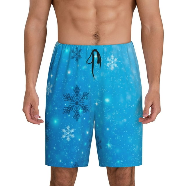 Vsdgher Shorts de Pyjama pour Hommes avec Imprimé Flocons de Neige, Bas de Pyjama Légers avec Poches-3TG