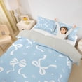 thumbnail image 3 of Manfei White Bow Light Blue Love Heart Twin Bedding for Boys Girls, Cute Ribbon Duvet Cover Set, Grey Reversible, 1 Duvet Cover and 1 Pillowcase (No Comforter), 3 of 6