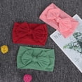 thumbnail image 3 of Juego de 3 diademas de nailon para recién nacidos, suaves y bonitas, con lazo decorativo (burdeos, verde y rosa), 3 of 12