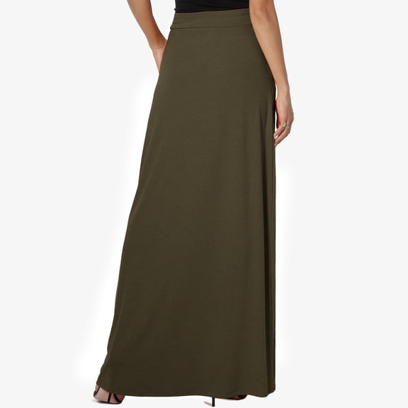 Vedolay Skirt for Women Solid Summer Casual High Waist Pleated A-Line Midi Skirt,Green M