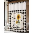 thumbnail image 2 of No Hook Shower Curtain with Snap-in Liner, Sunflowers Waterproof Fabric Bathroom Curtains, Yellow Floral Botanical Black White Checkered Rustic Bath Curtains & Mesh Top Window 72"x96" Extra Long, 2 of 9