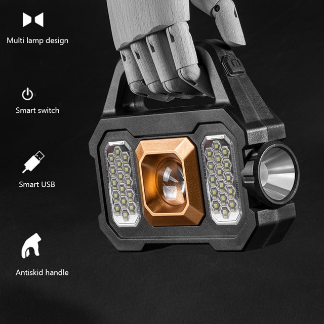 Linterna eléctrica LED impermeable linterna de mano solar para acampar (oro) Wdftyju Para estrenar