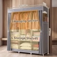 thumbnail image 6 of HONEIER 50" Closet Organizers, Storage Closet 6 Storage Spaces with 3 Hanging Area, Steel Frame Fabric Portable Closet, Easy Assembly And Dust Resistant, Grey, 6 of 9
