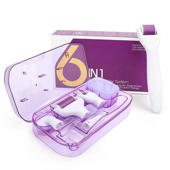 Derma Roller 6 in 1 Micro Needles Derma Roller for Face Care with Micro Needling and Disinfectant Tray