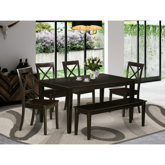 6 PC Dining room set-Kitchen Table and 4 Chairs and a Bench