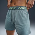 thumbnail image 2 of Nike Attack Women's Dri-FIT Fitness Mid-Rise 5" Unlined Shorts Smokey Blue Heather Barely Volt Size XL, 2 of 4