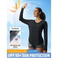 thumbnail image 4 of baleaf Women's Long Sleeve Sun Shirts UPF50+ UV Protection Rash Guard Lightweight Quick Dry V Neck Workout Hiking Tops Black XS, 4 of 7