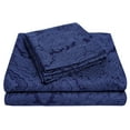 thumbnail image 1 of Decorative Italian Paisley Cotton-Rich Sheet Set Navy Blue / Queen, 1 of 1