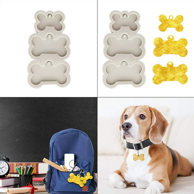 Dog Tag Bone Shaped Keychain Mold DIY Pendant Resin Mold Crystal Epoxy  Silicone Mold Craft Jewelry Making Tool Casting Mould