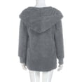 thumbnail image 4 of Women Hooded Cardigan Fuzzy Jacket Winter Open Front Fleece Coat Outwear with Pockets Gray XL, 4 of 5