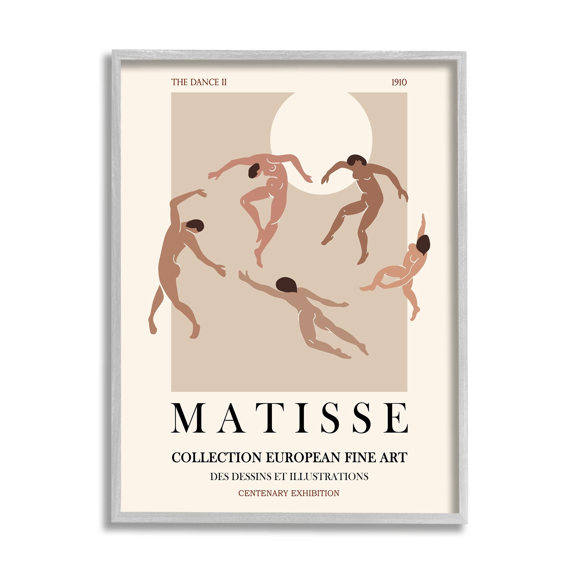 Stupell Industries Matisse Text Dancing People Neutral Tones Flyer Framed Wall Art, 11 x 14, Design by Ros Ruseva