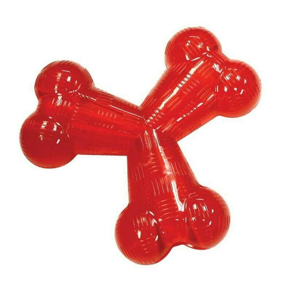 Heavy Duty Dog Toys Red Extra Tough Rubber Floating Hollow Center Chew Fetch Tug (Trident - 6")