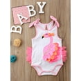 thumbnail image 3 of Jxzom Summer Newborn Toddler Baby Girls Flamingo Strap Bodysuit Jumpsuit Sweet Summer 3D Cute Outfits Clothes, 3 of 7