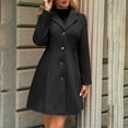 thumbnail image 5 of jobturf Wool Coats for Women Dressy Casual Single Breasted Jackets Long Sleeve Going Out Tops Fall Spring Fashion Notched Lapel Trench Coat with Pockets, 5 of 9