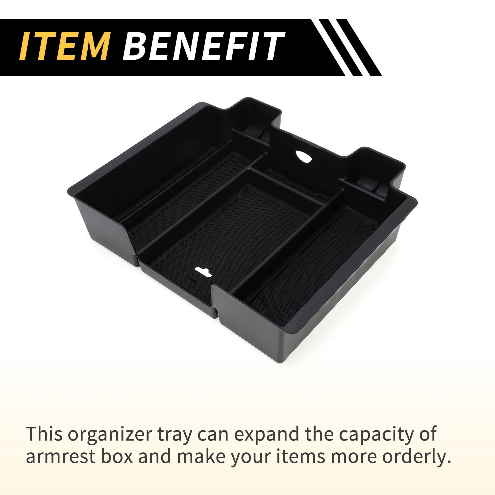 Unique Bargains Full Center Console Organizer Tray for Chevy Silverado for GMC Sierra 2500 3500 HD 2020-2023 Armrest Box Insert Tray Full Console w/Bucket Seats ONLY Plastic Black