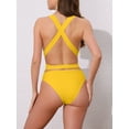 thumbnail image 3 of DARING DIVA Women's Deep V Neck Lace Up Tummy Control Swimwear Large Yellow, 3 of 6