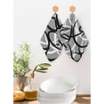 thumbnail image 2 of Grey Geometric Kitchen Dish Towels for Drying Dishes Set of 3, Retro Black White Abstract Striped Lines Waffle Weave Microfiber Hand Tea Bathroom Towels Quick Dry & Absorbent Towel 12x12, 2 of 7